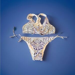 New Tribal Print Lace Up RacerBack Bikini